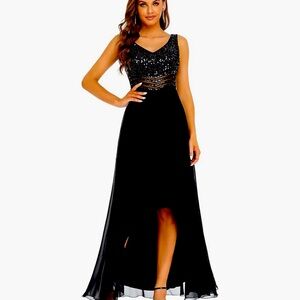 Gorgeous sequin top cocktail dress. Short in front, long in back.